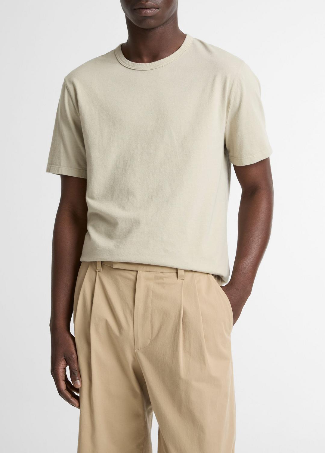 Garment Dye Cotton T-Shirt in Short Sleeve WASHED PARCHMENT | VINCE Men