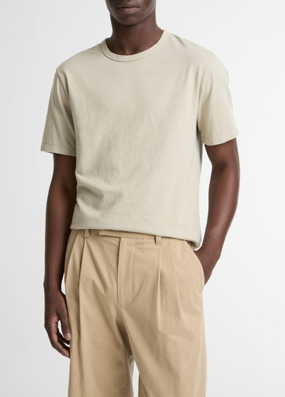 Garment Dye Cotton T-Shirt in Short Sleeve WASHED PARCHMENT | VINCE Men