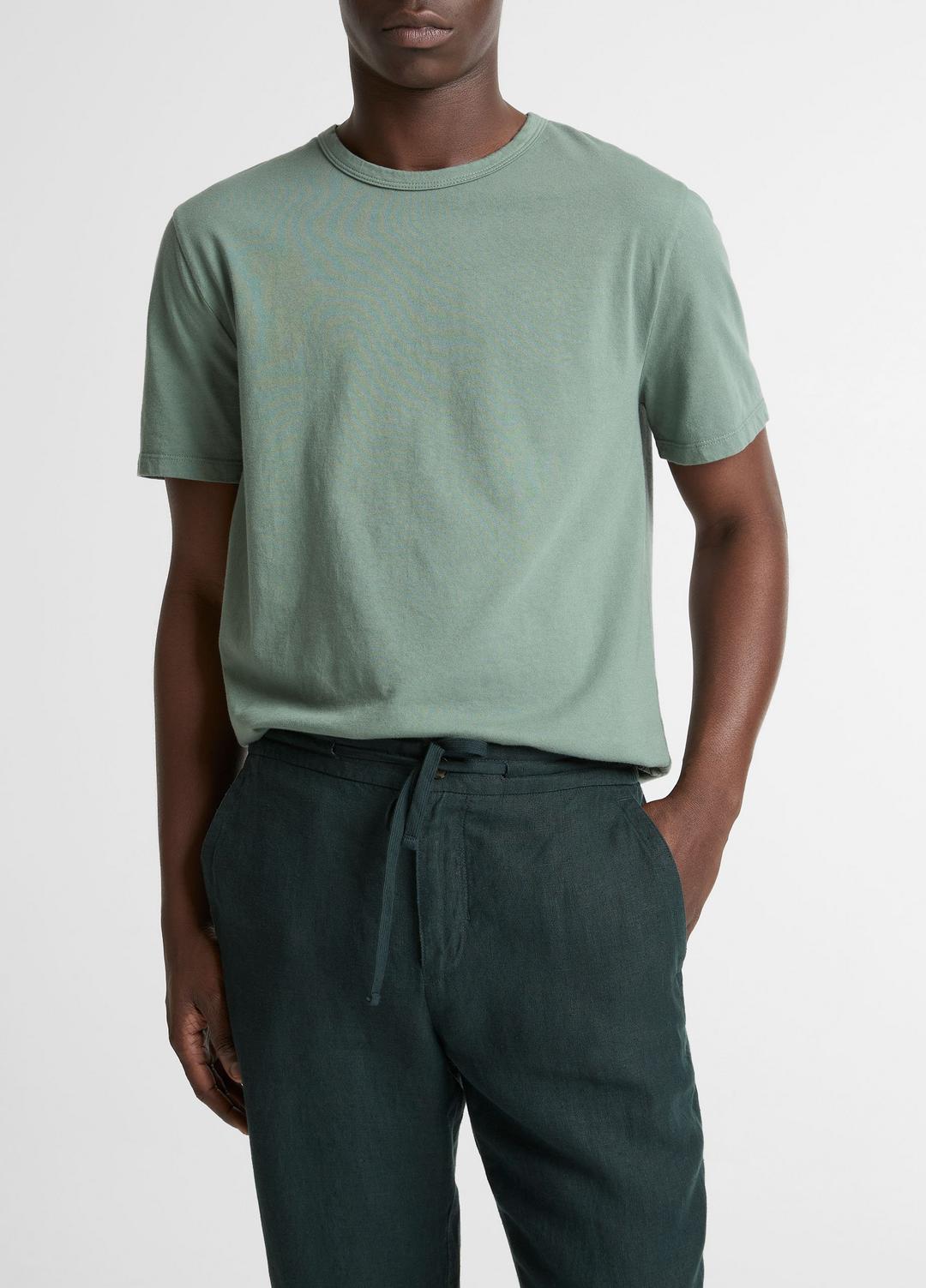 Garment Dye Cotton T-Shirt in Short Sleeve WASHED LAUREL | VINCE Men