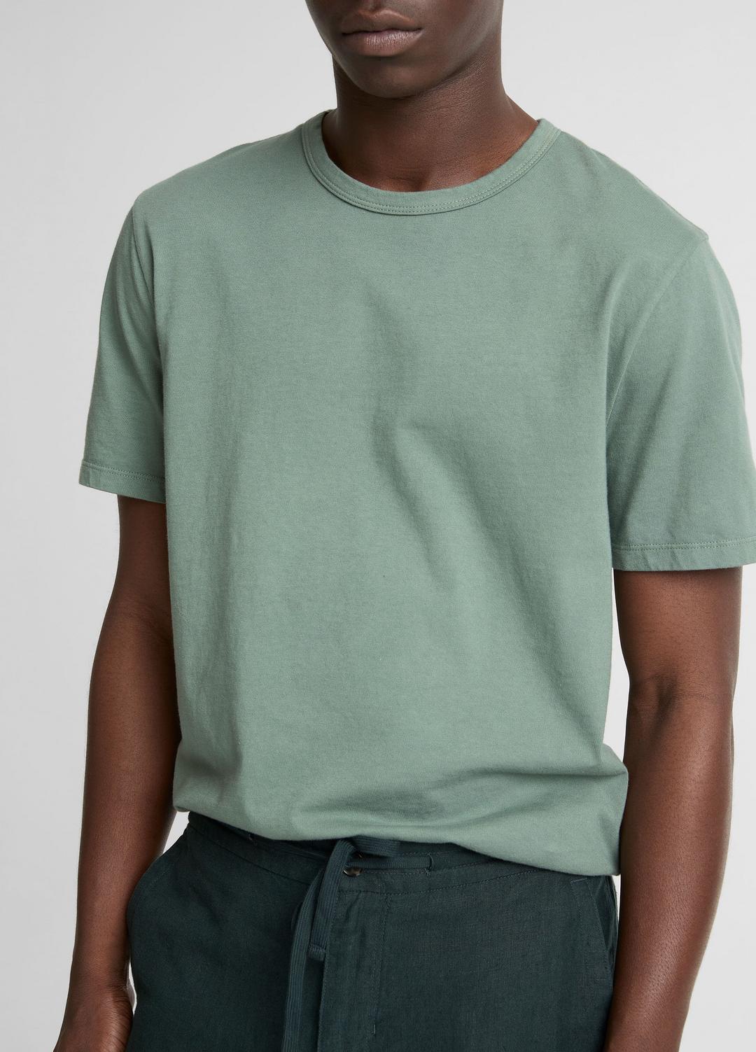 Garment Dye Cotton T-Shirt in Short Sleeve WASHED LAUREL | VINCE Men