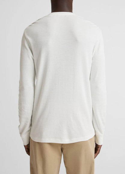 Jacquard-Rib Cotton Henley in Long Sleeve OFF WHITE | VINCE Men