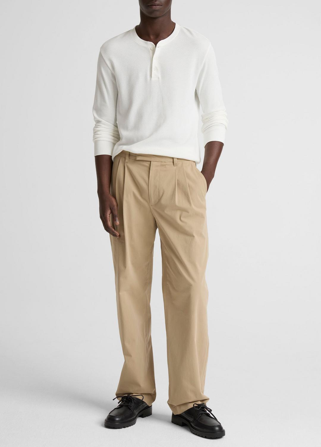 Jacquard-Rib Cotton Henley in Long Sleeve OFF WHITE | VINCE Men