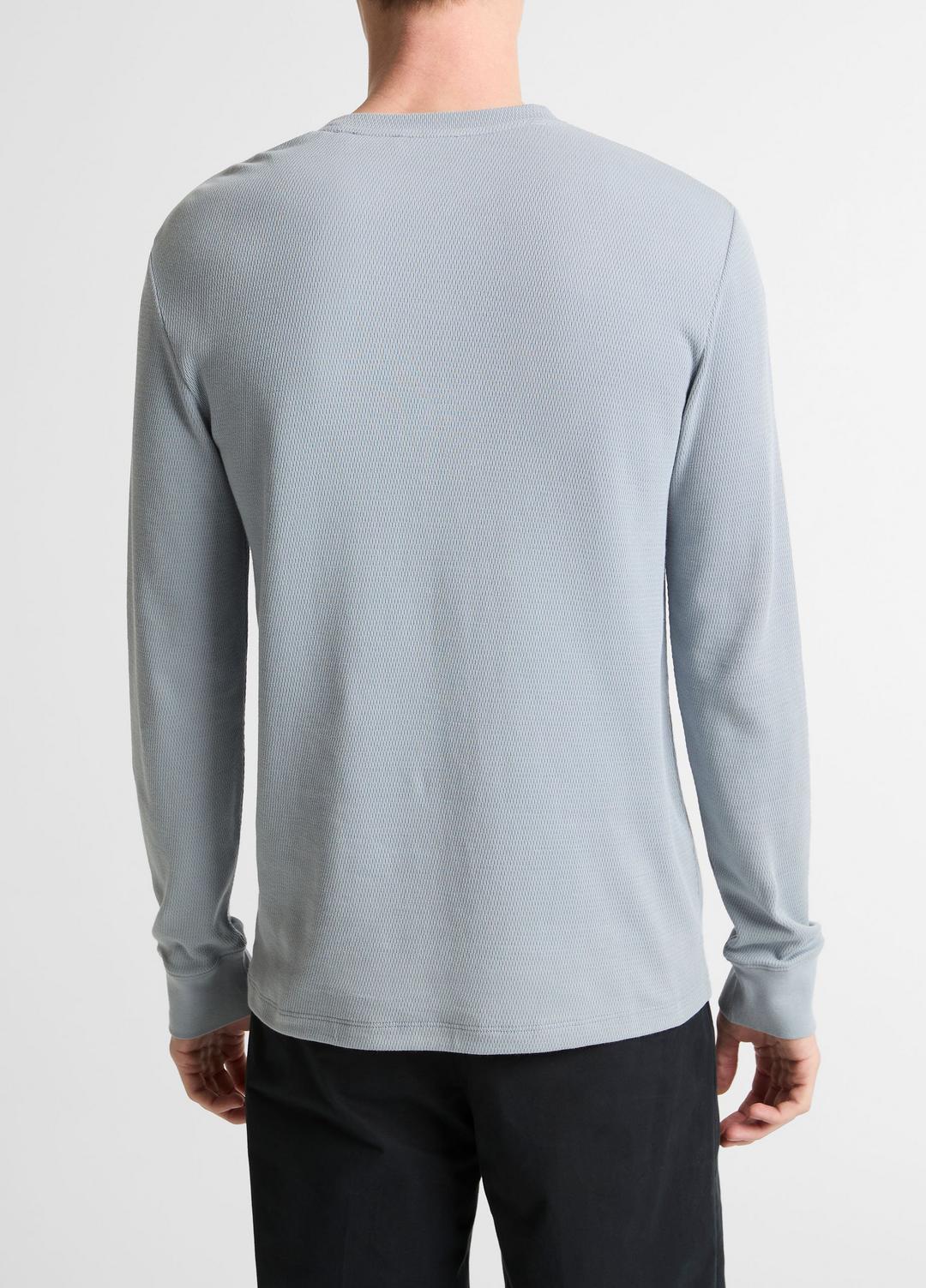 Jacquard-Rib Cotton Henley in Long Sleeve STEEL BLUE | VINCE Men