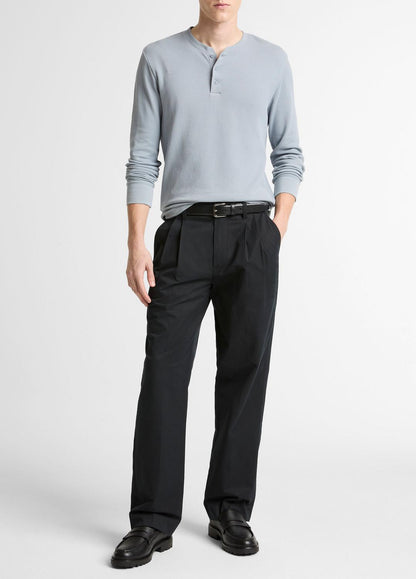 Jacquard-Rib Cotton Henley in Long Sleeve STEEL BLUE | VINCE Men