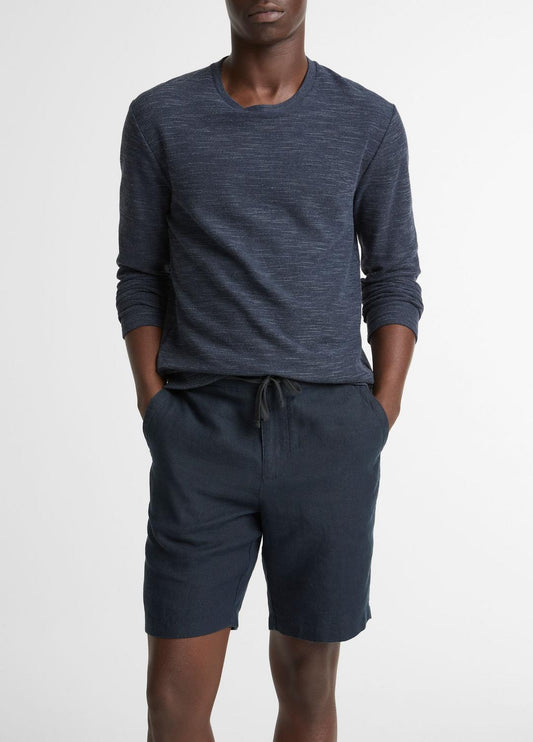 Double-Knit Cotton-Blend Long-Sleeve Shirt in Long Sleeve HEATHER COASTAL BLUE | VINCE Men