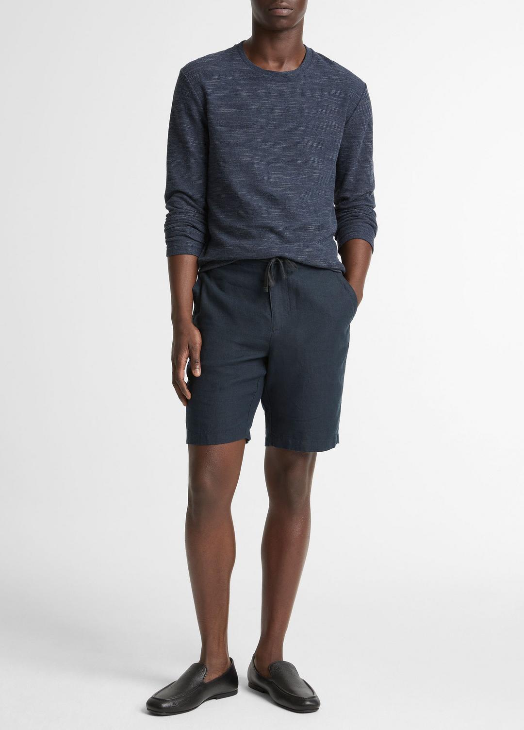 Double-Knit Cotton-Blend Long-Sleeve Shirt in Long Sleeve HEATHER COASTAL BLUE | VINCE Men