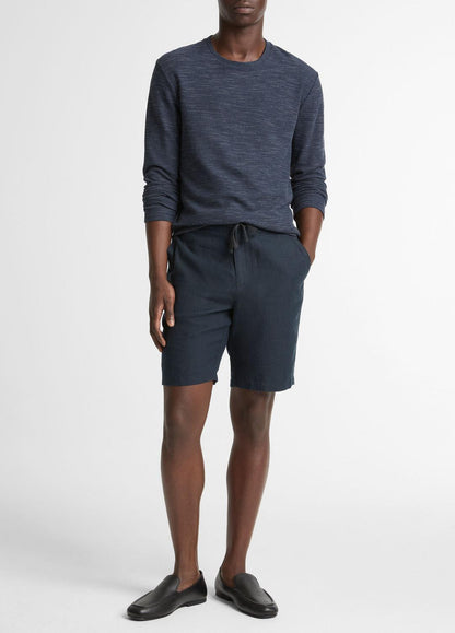 Double-Knit Cotton-Blend Long-Sleeve Shirt in Long Sleeve HEATHER COASTAL BLUE | VINCE Men