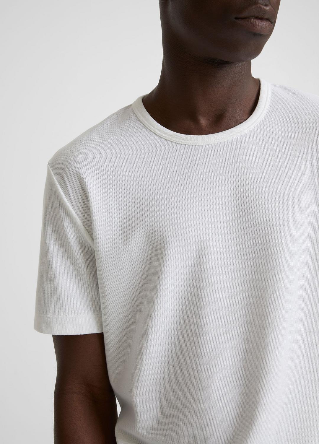 Pima Cotton Piqué Crew Neck T-Shirt in Short Sleeve OPTIC WHITE | VINCE Men
