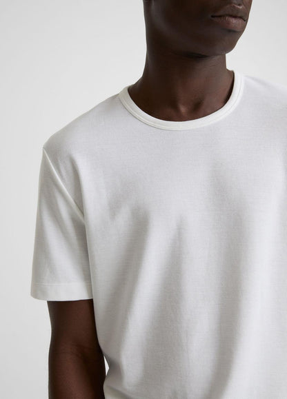 Pima Cotton Piqué Crew Neck T-Shirt in Short Sleeve OPTIC WHITE | VINCE Men
