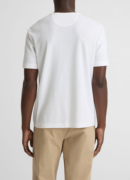 Pima Cotton Piqué Crew Neck T-Shirt in Short Sleeve OPTIC WHITE | VINCE Men