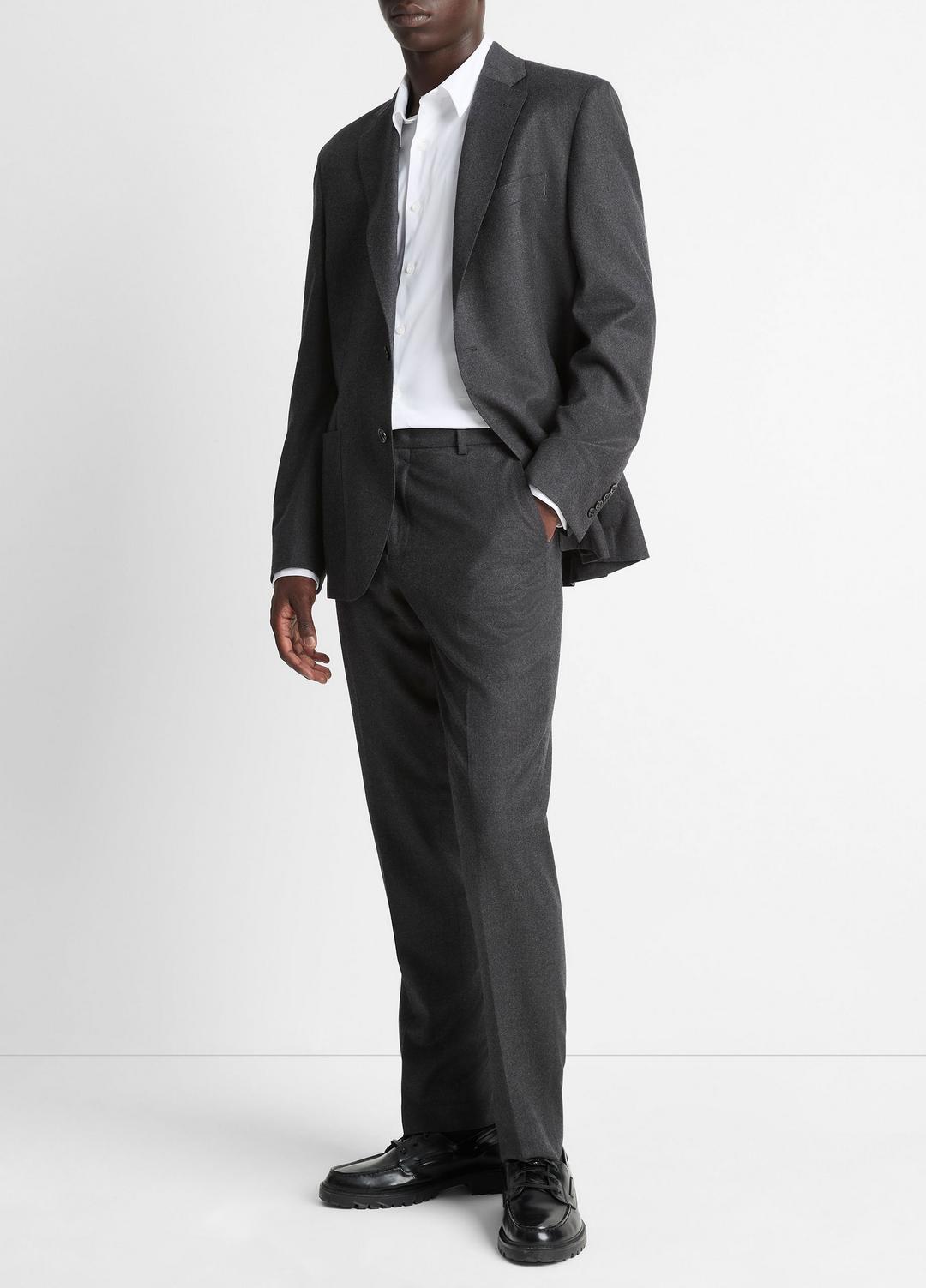 Wool-Silk Flannel Classic Pant in Trousers CHARCOAL | VINCE Men