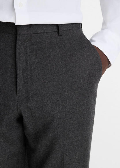 Wool-Silk Flannel Classic Pant in Trousers CHARCOAL | VINCE Men