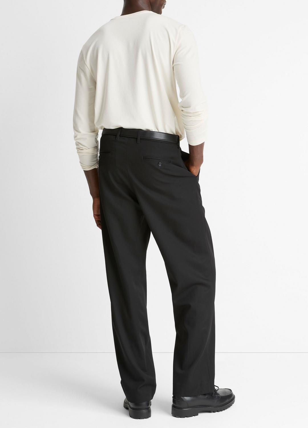 Wool Double-Pleat Suiting Trouser in Trousers BLACK | VINCE Men