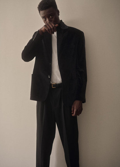 Wool Double-Pleat Suiting Trouser in Trousers BLACK | VINCE Men