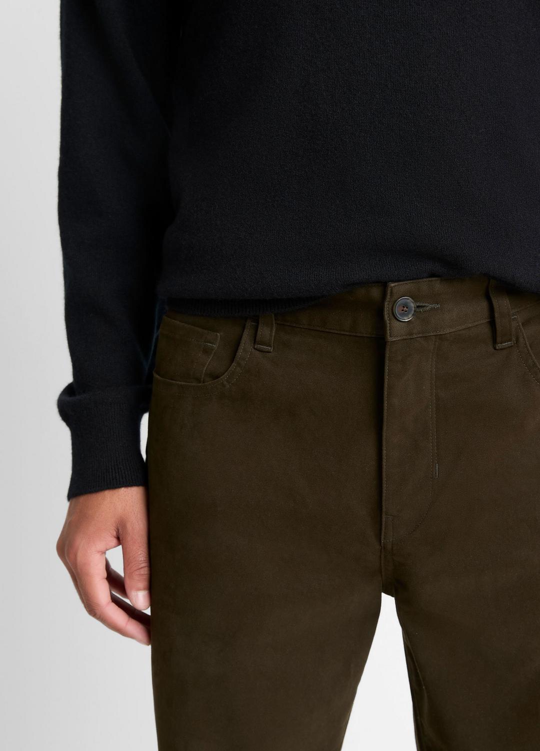 Dylan Slim 5-Pocket Peached Stretch-Cotton Pant in Trousers DARK LEAF | VINCE Men