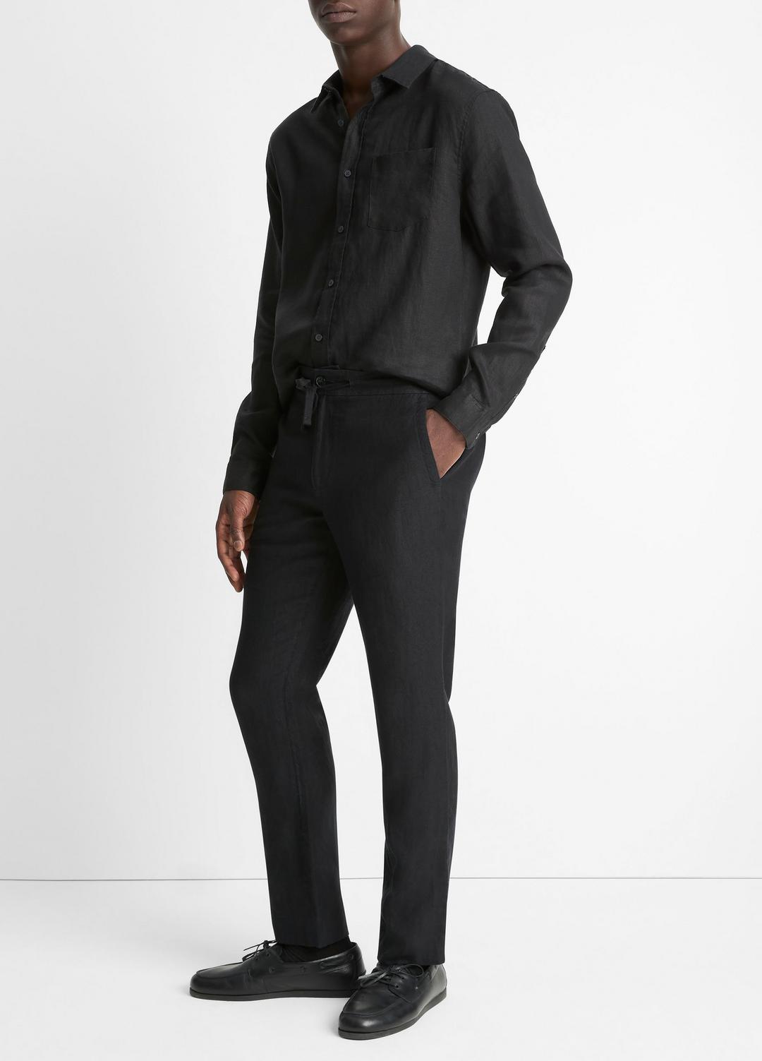 Lightweight Hemp Pant in Trousers BLACK | VINCE Men