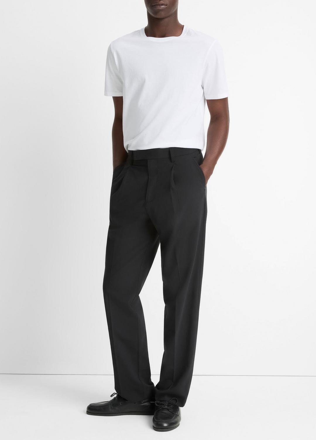 Louie Relaxed Pleated Trouser in Trousers BLACK | VINCE Men