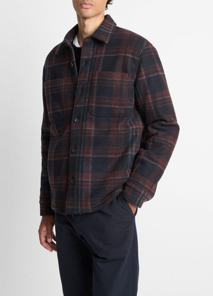 Sherpa-Lined Plaid Shirt Jacket in Shirt Jackets COASTAL COMBO | VINCE Men