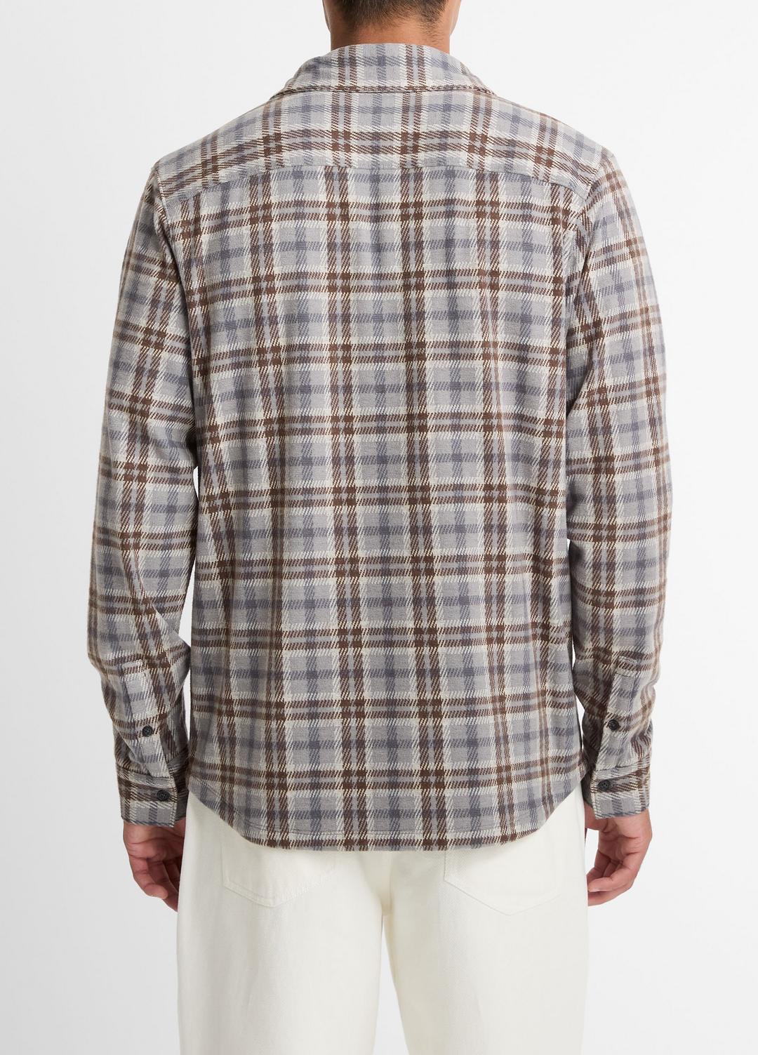 Plaid Cotton-Blend Shirt Jacket in Shirt Jackets HEATHER FOG COMBO | VINCE Men