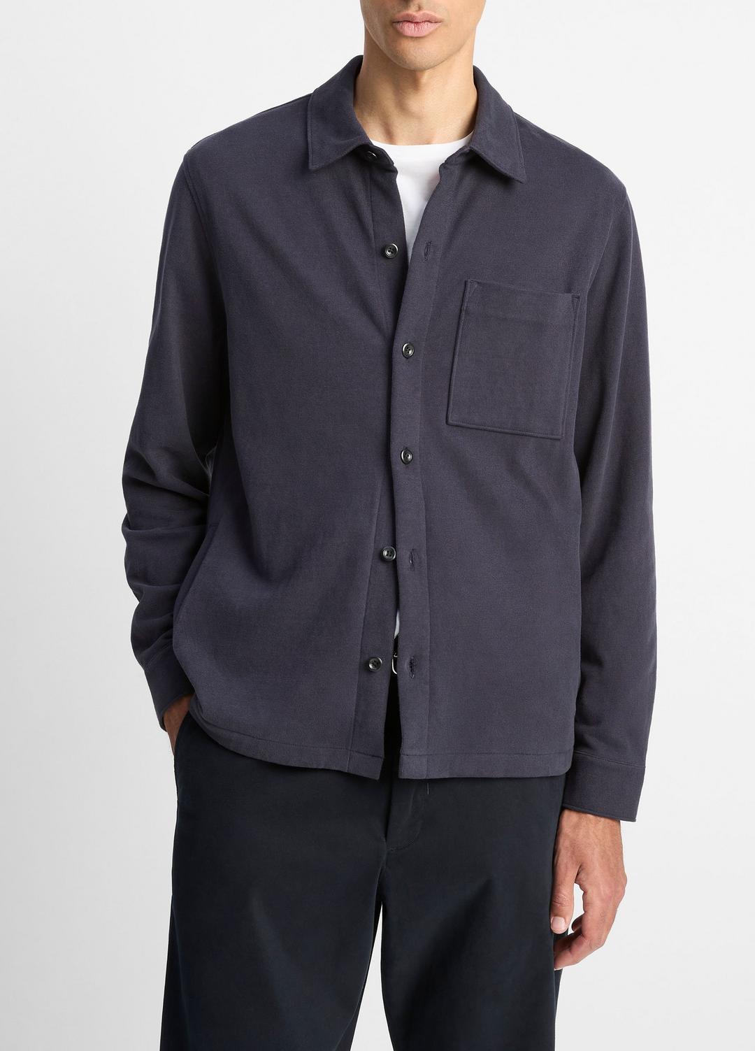 Heavy Sueded Cotton Shirt Jacket in Shirt Jackets COASTAL BLUE | VINCE Men