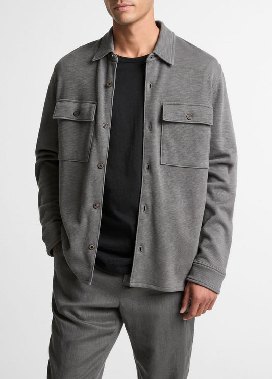 Double-Slub Cotton-Blend Shirt Jacket in Jackets SLATE | VINCE Men