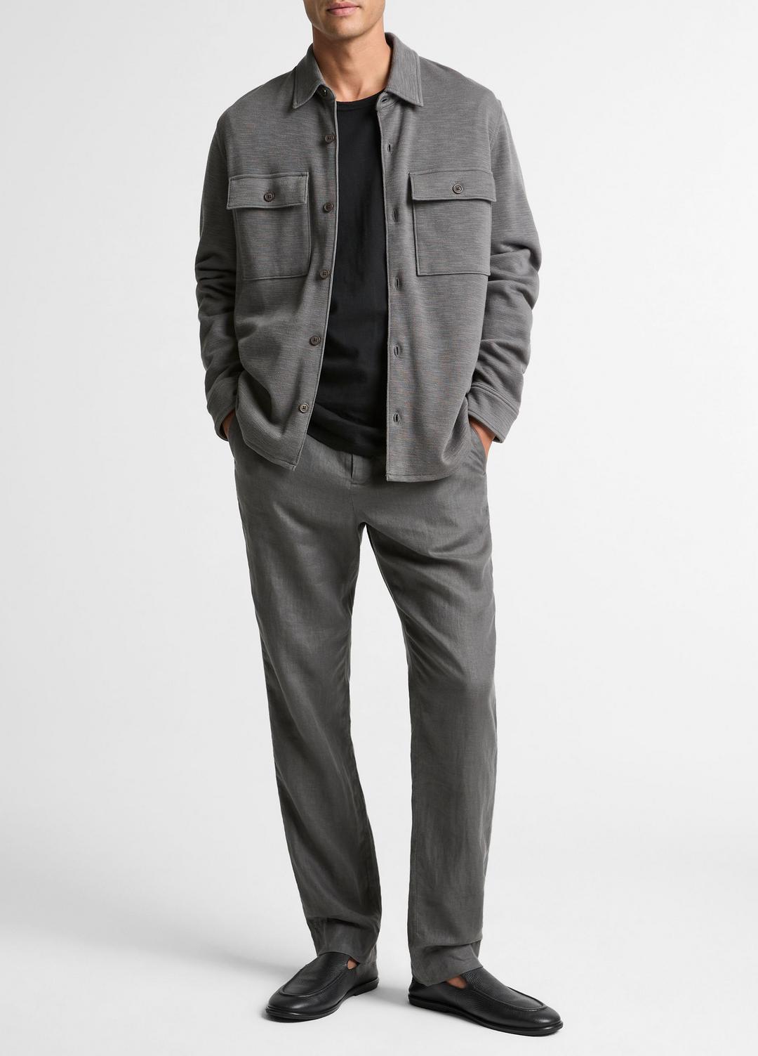 Double-Slub Cotton-Blend Shirt Jacket in Jackets SLATE | VINCE Men