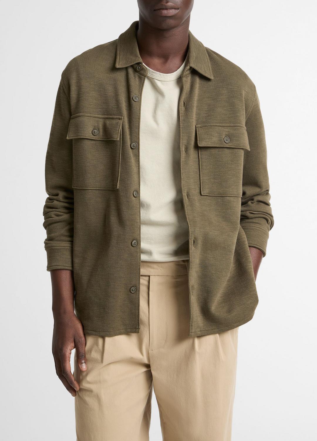 Double-Slub Cotton-Blend Shirt Jacket in Jackets MOSS | VINCE Men