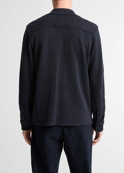 Double-Slub Cotton-Blend Shirt Jacket in Jackets COASTAL BLUE | VINCE Men
