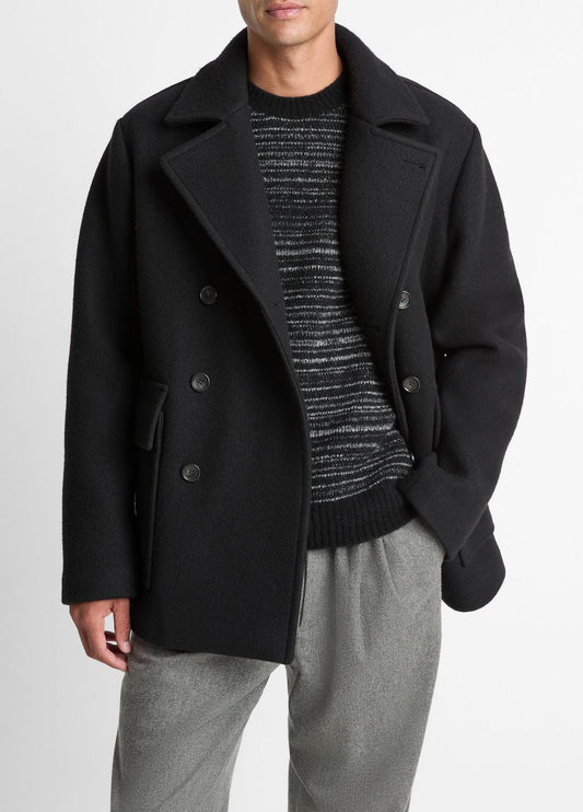 Italian Wool-Blend Peacoat in Coats BLACK | VINCE Men