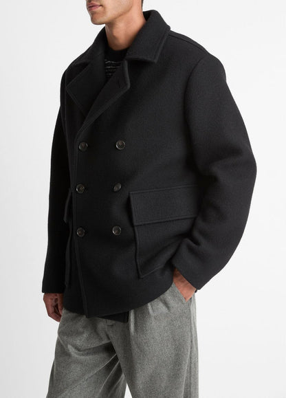 Italian Wool-Blend Peacoat in Coats BLACK | VINCE Men