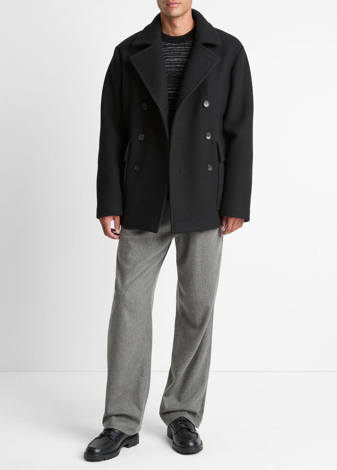 Italian Wool-Blend Peacoat in Coats BLACK | VINCE Men