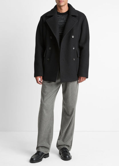 Italian Wool-Blend Peacoat in Coats BLACK | VINCE Men