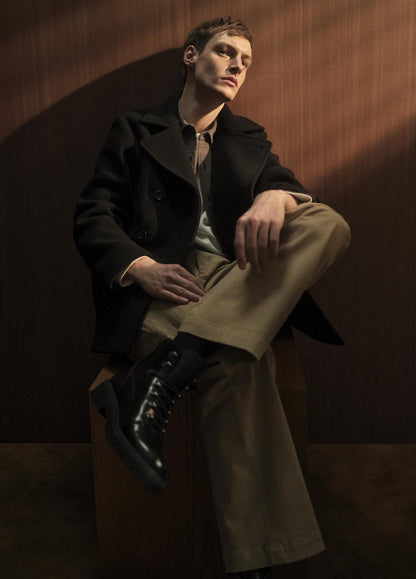 Italian Wool-Blend Peacoat in Coats BLACK | VINCE Men