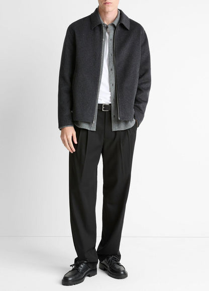 Splittable Wool-Blend Zip-Front Jacket in Jackets HEATHER BLACK | VINCE Men