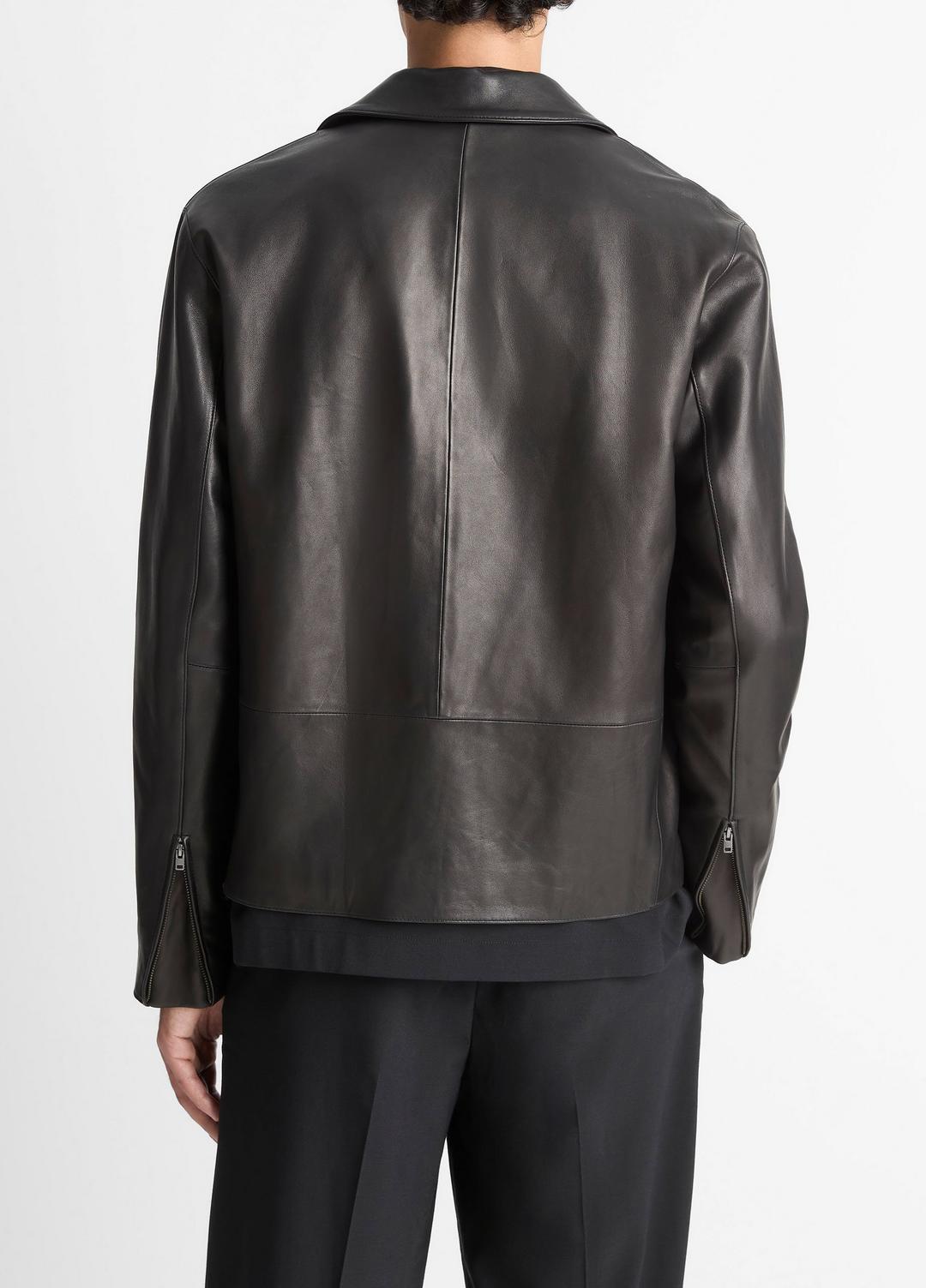 Leather Zip-Up Jacket in Leather Jackets BLACK | VINCE Men