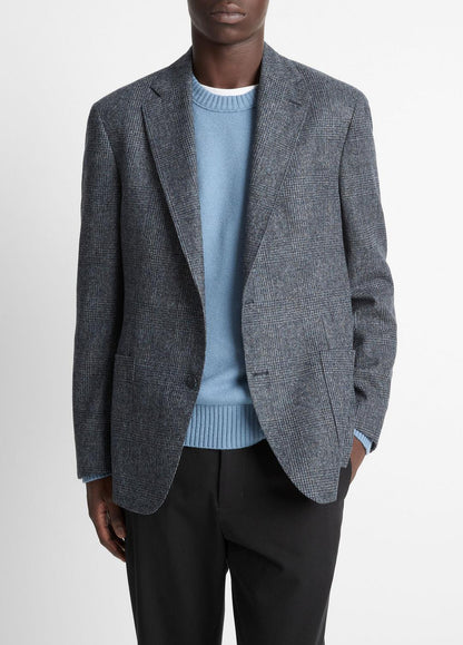 Plaid Alpaca-Blend Relaxed Sport Coat in Blazers NAVY/BLUE | VINCE Men