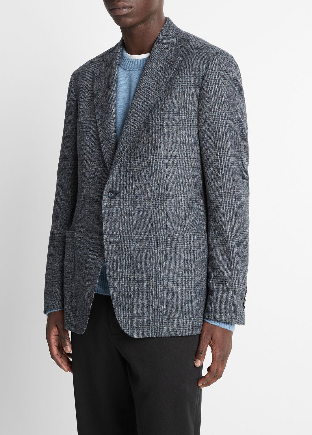 Plaid Alpaca-Blend Relaxed Sport Coat in Blazers NAVY/BLUE | VINCE Men