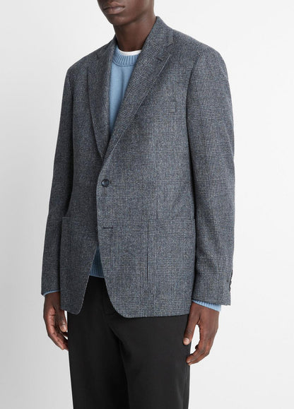 Plaid Alpaca-Blend Relaxed Sport Coat in Blazers NAVY/BLUE | VINCE Men