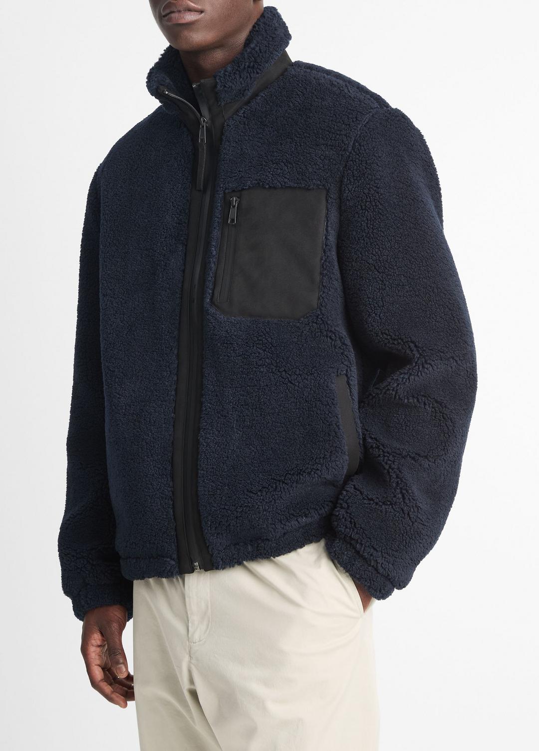 Sherpa Zip Jacket in Jackets COASTAL BLUE | VINCE Men