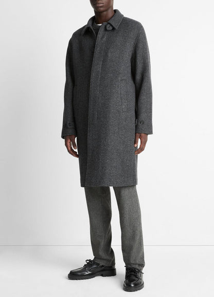 Italian Wool-Blend Balmacaan Coat in Coats HEATHER CHARCOAL | VINCE Men