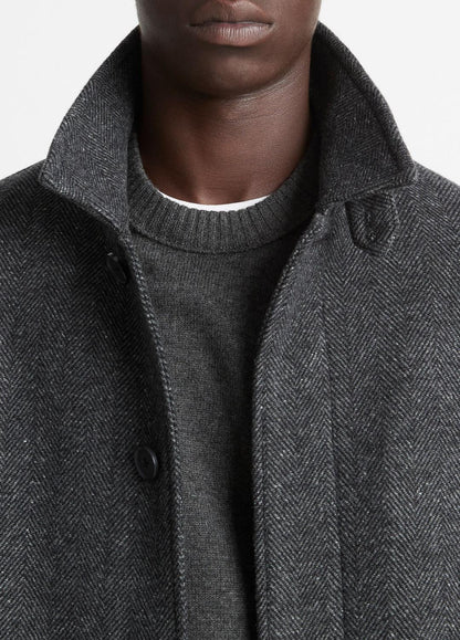 Italian Wool-Blend Balmacaan Coat in Coats HEATHER CHARCOAL | VINCE Men