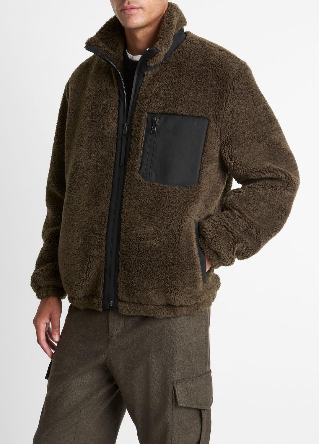 Sherpa Zip Jacket in Jackets DARK LEAF | VINCE Men