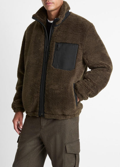 Sherpa Zip Jacket in Jackets DARK LEAF | VINCE Men
