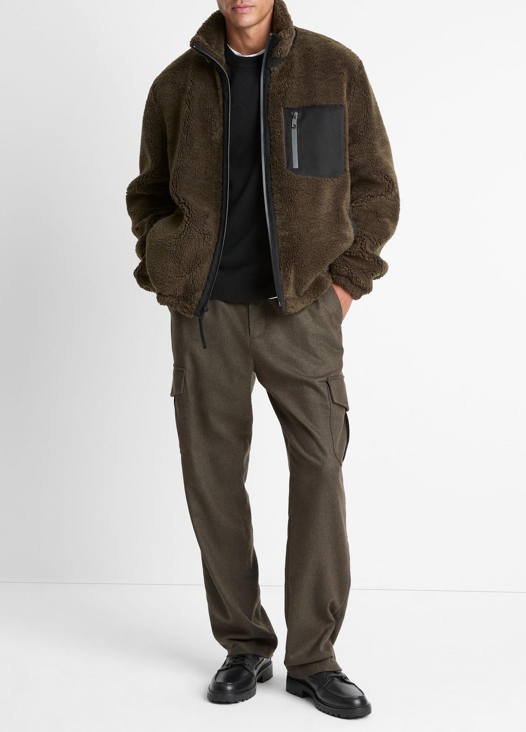 Sherpa Zip Jacket in Jackets DARK LEAF | VINCE Men