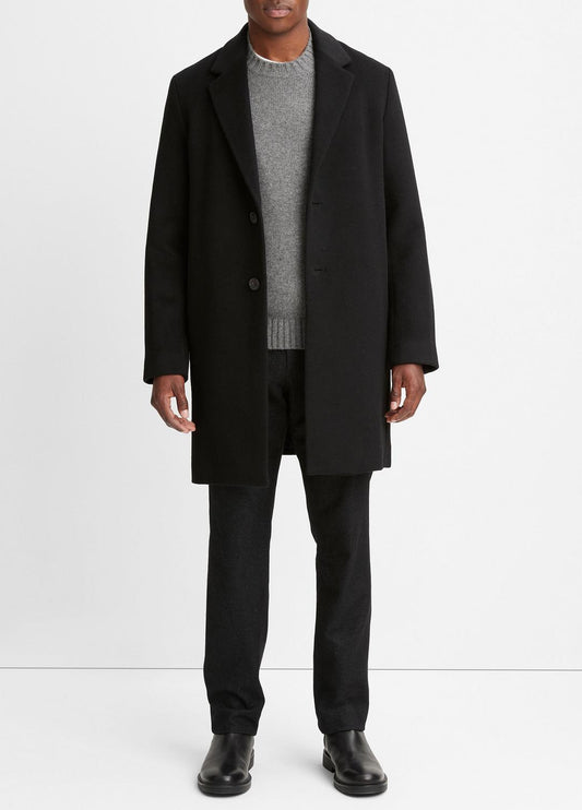 Classic Italian Wool-Blend Coat in Jackets & Outerwear BLACK | VINCE Men