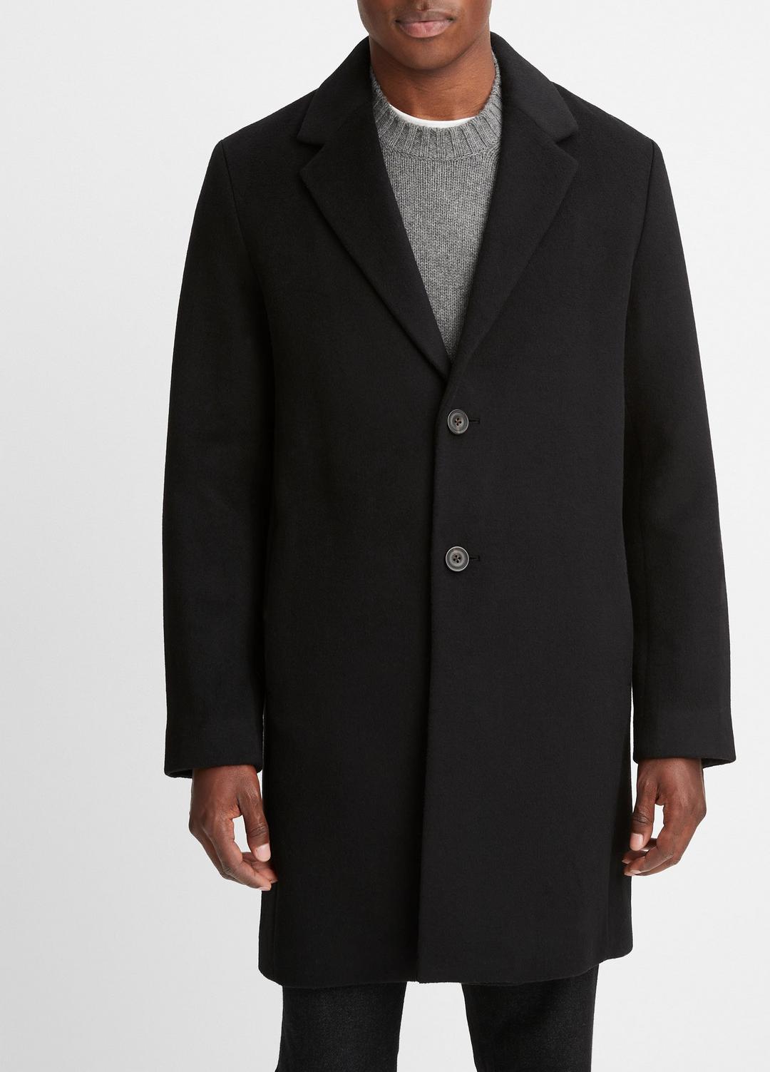 Classic Italian Wool-Blend Coat in Jackets & Outerwear BLACK | VINCE Men