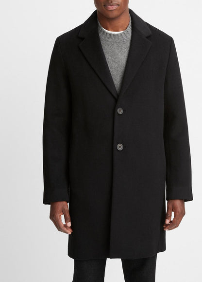 Classic Italian Wool-Blend Coat in Jackets & Outerwear BLACK | VINCE Men