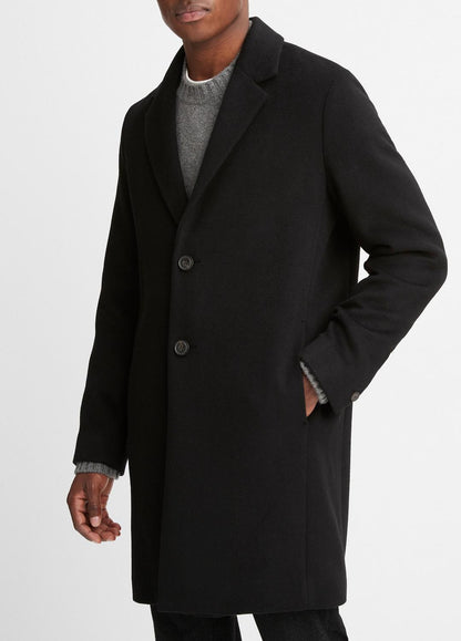 Classic Italian Wool-Blend Coat in Jackets & Outerwear BLACK | VINCE Men