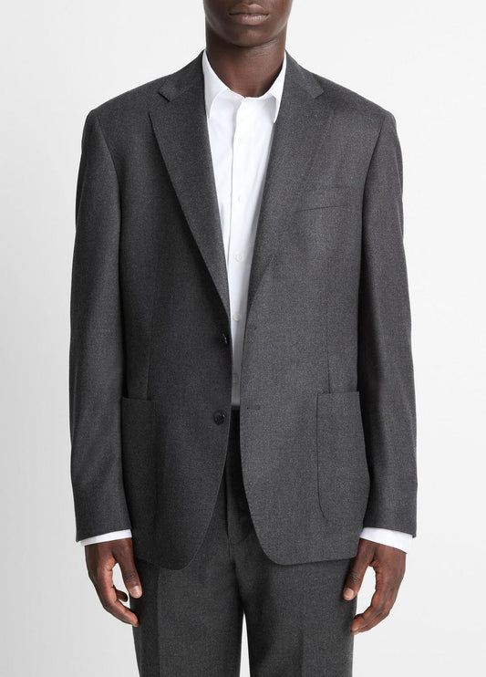 Wool-Silk Flannel Relaxed Sport Coat in Blazers CHARCOAL | VINCE Men