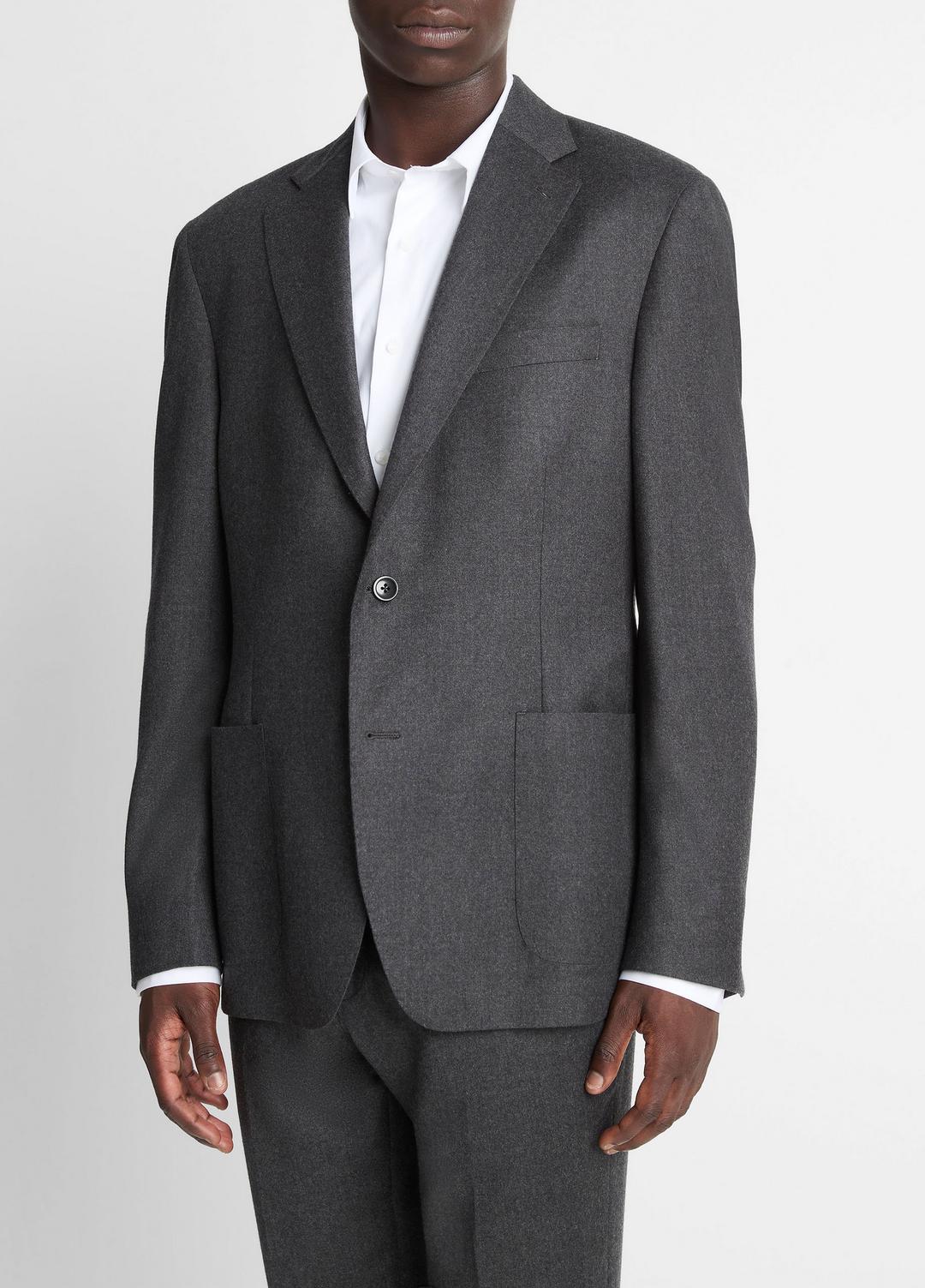 Wool-Silk Flannel Relaxed Sport Coat in Blazers CHARCOAL | VINCE Men